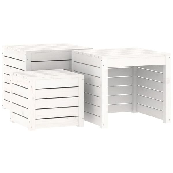 vidaXL Ensemble de boîtes de jardin 3 pcs blanc bois de pin massif