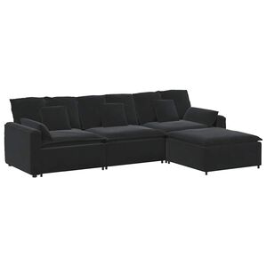 vidaXL Canap&eacute; modulaire avec repose-pieds et coussins gris fonc&eacute;