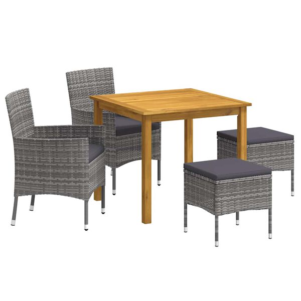 vidaXL Ensemble &agrave; manger de jardin 5 pcs Gris