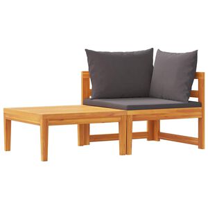 vidaXL Salon de jardin 2 pcs avec coussins gris fonc&eacute; Bois d'acacia