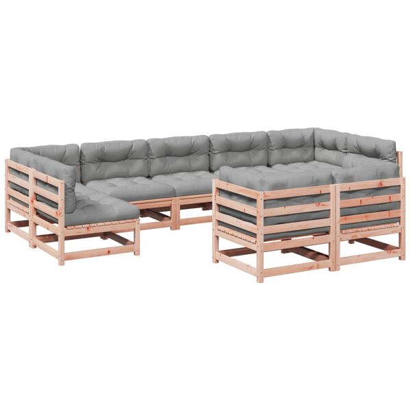 vidaXL Salon de jardin 9 pcs avec coussins sapin de douglas solide