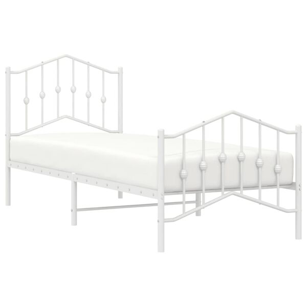 vidaXL Cadre de lit métal sans matelas avec pied de lit blanc 90x190cm