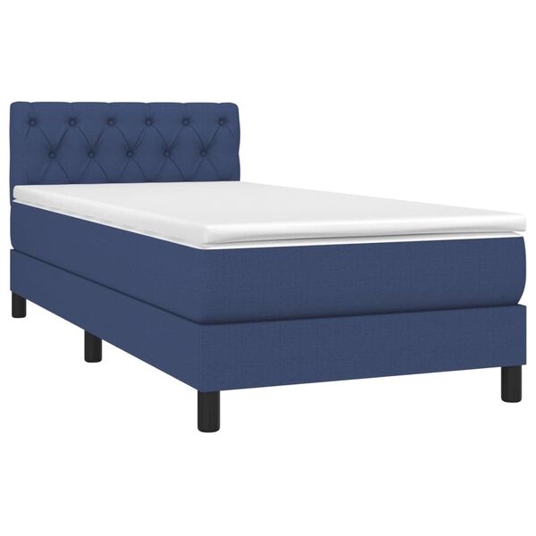vidaXL Sommier &agrave; lattes de lit avec matelas Bleu 80x200 cm Tissu