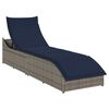 vidaXL Chaise longue pliante coussin et rangement gris r&eacute;sine tress&eacute;e