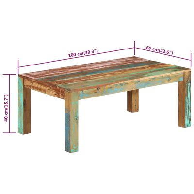 vidaXL Table basse Bois de récupération solide 100x60x40 cm