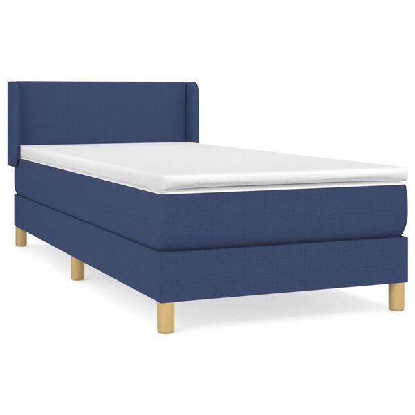 vidaXL Sommier &agrave; lattes de lit avec matelas Bleu 100x200 cm Tissu
