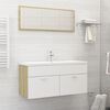vidaXL Ensemble de meubles de bain Blanc et ch&ecirc;ne sonoma Agglom&eacute;r&eacute;