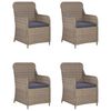 vidaXL Ensemble &agrave; manger de jardin coussins 5pcs R&eacute;sine tress&eacute;e Marron