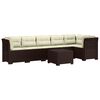 vidaXL Canap&eacute; de Jardin 6 Places avec Coussins Aspect Rattan PP Marron