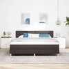 vidaXL Lit &agrave; ressort LED avec matelas Marron fonc&eacute; 180 x 200 cm tissu
