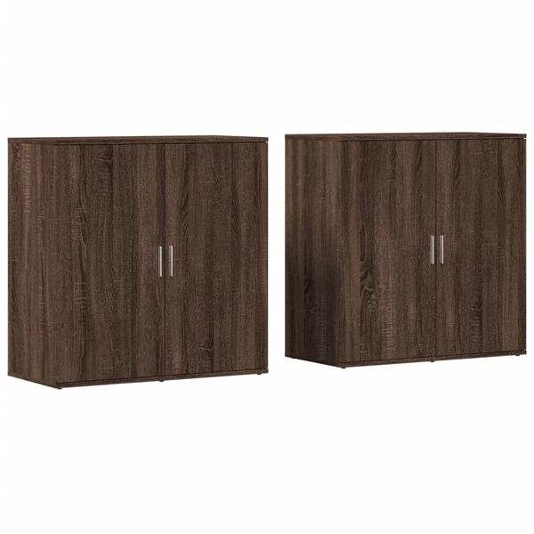 vidaXL Buffets 2 pcs ch&ecirc;ne marron 79x38x80 cm bois d'ing&eacute;nierie
