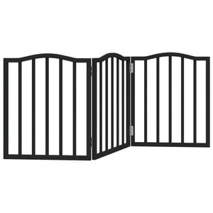 vidaXL Barri&egrave;re pour chien pliable 3 panneaux noir bois de peuplier