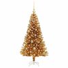 vidaXL Sapin de No&euml;l avec 150 LED avec support Dor&eacute; 120 cm PET