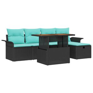 vidaXL Ensemble de canap&eacute; de jardin 6 pcs Noir polyrotin