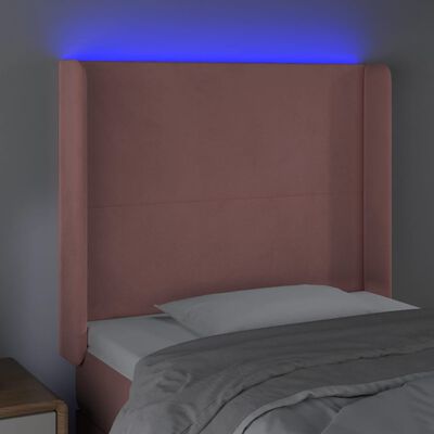 vidaXL Tête de lit à LED Rose 103x16x118/128 cm Velours