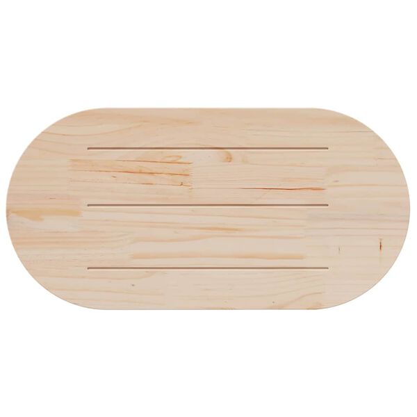 vidaXL Dessus de table blanc 110x55x2,5 cm bois de pin massif ovale