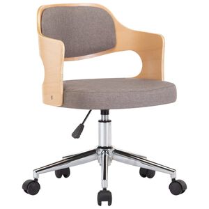 vidaXL Chaise pivotante de bureau Taupe Bois courb&eacute; et tissu