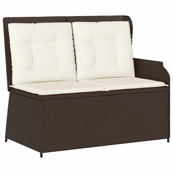 vidaXL Banc de jardin avec coussin Noir et blanc cr&egrave;me polyrotin