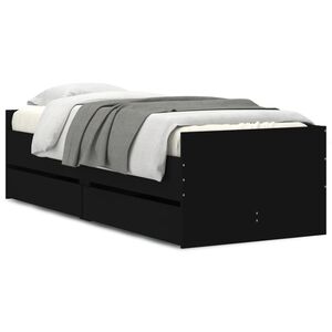 vidaXL Cadre de lit avec tiroirs sans matelas noir 90x190 cm