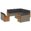 vidaXL Salon de jardin avec coussins 12 pcs gris r&eacute;sine tress&eacute;e