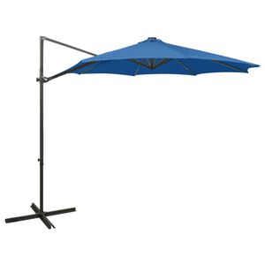 vidaXL Parasol de jardin en porte-&agrave;-faux et m&acirc;t et lumi&egrave;res LED