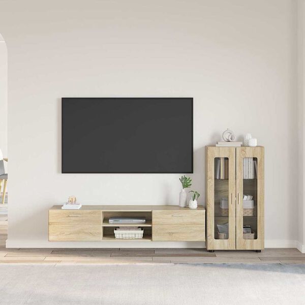 vidaXL Ensemble meuble TV avec tiroir Ch&ecirc;ne Sonoma Bois d'ing&eacute;nierie