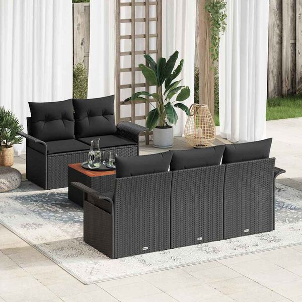 vidaXL Ensemble de canap&eacute; de jardin avec coussin 6 pcs Noir