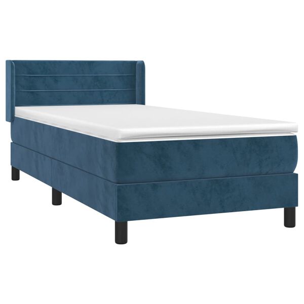 vidaXL Sommier &agrave; lattes de lit et matelas Bleu fonc&eacute; 80x200 cm Velours