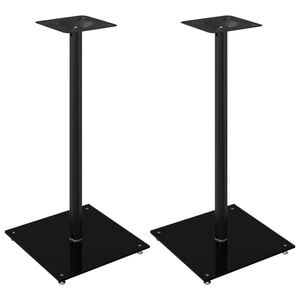 vidaXL Supports de haut-parleurs 2 pcs noir verre tremp&eacute; 1 pilier