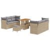 vidaXL Ensemble de canap&eacute; de jardin 9 pc Beige polyrotin
