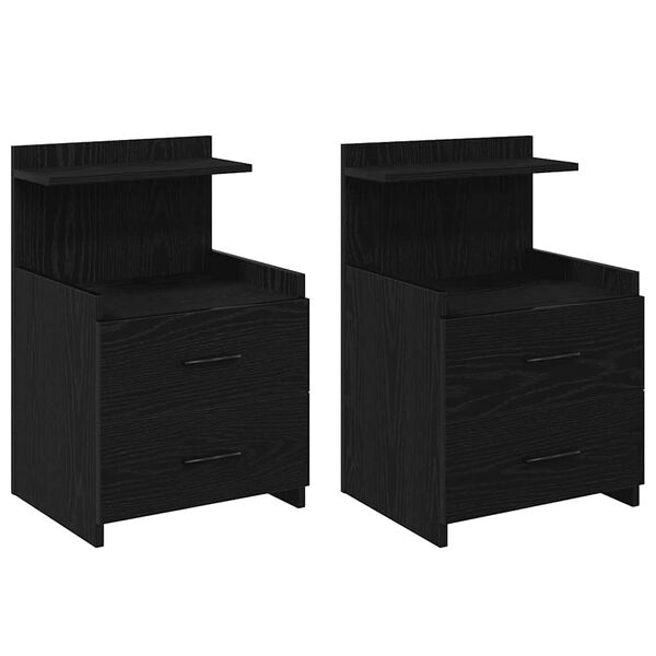 vidaXL Tables de chevet 2 pièces avec 2 tiroirs Noir 40 x 36,5 x 62 cm