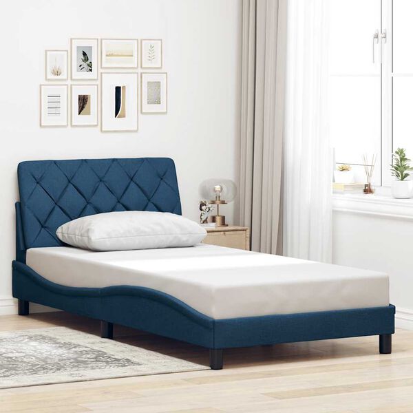 vidaXL Cadre de lit sans matelas bleu 100x200 cm tissu