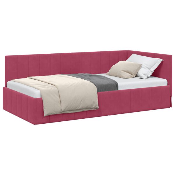 vidaXL Cadre de lit d'angle Bordeaux 100 cm x 200 cm Velours