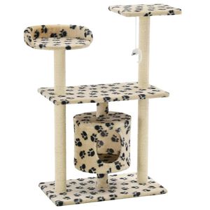 vidaXL Arbre &agrave; chat avec griffoir en sisal 95 cm Beige Motif de pattes