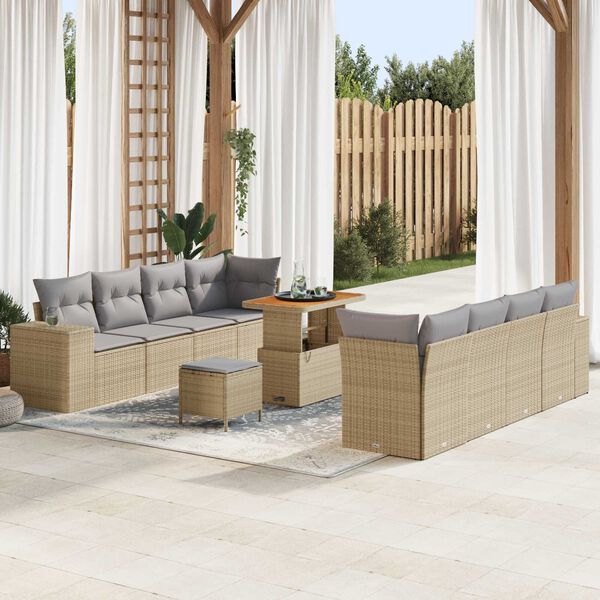vidaXL Ensemble de canapé de jardin 11 pcs Beige et Gris clair