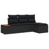 vidaXL Ensemble de canap&eacute; de jardin 4 pc Noir polyrotin