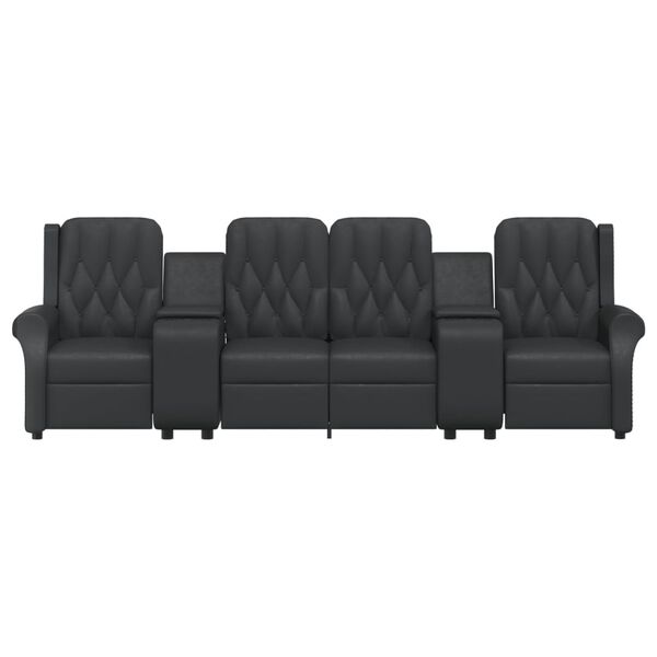 vidaXL Fauteuil inclinable porte-gobelets 4 places noir similicuir