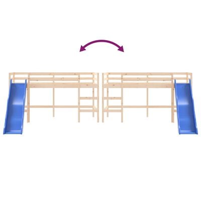 vidaXL Lit mezzanine d'enfants sans matelas avec toboggan 90x200 cm