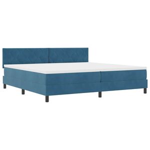 vidaXL Lit &agrave; ressort LED avec matelas Bleu fonc&eacute; 200 x 200 cm Velours
