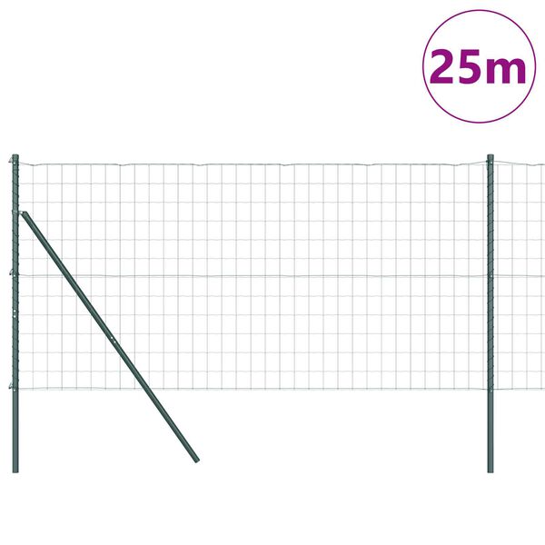 vidaXL Cl&ocirc;ture avec poteau Vert 1,2 x 25 m Acier et PVC