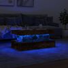 vidaXL Table basse avec lumi&egrave;res LED ch&ecirc;ne fum&eacute; 90x50x40 cm