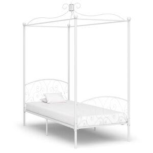 vidaXL Cadre de lit &agrave; baldaquin sans matelas blanc m&eacute;tal 90x200 cm
