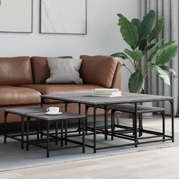 vidaXL Tables basses gigognes 5 pcs sonoma gris bois d'ing&eacute;nierie
