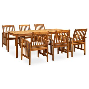 vidaXL Ensemble &agrave; manger de jardin 7 pcs avec coussins Acacia solide