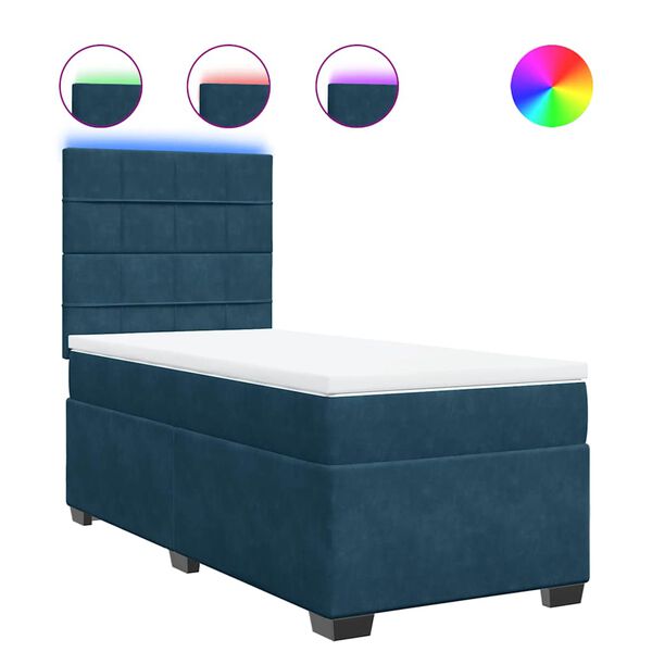 vidaXL Sommier &agrave; lattes de lit avec matelas bleu 100x200 cm