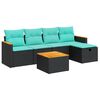 vidaXL Salon de jardin 6 pcs avec coussins noir r&eacute;sine tress&eacute;e