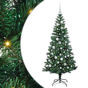 vidaXL Sapin de No&euml;l artificiel pr&eacute;-&eacute;clair&eacute; Vert 150 cm PVC et m&eacute;tal