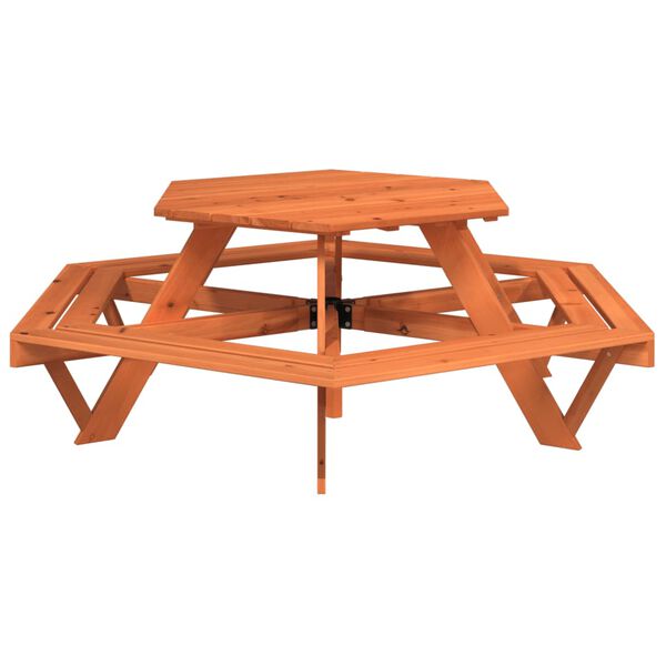 vidaXL Table de pique-nique pour 6 enfants avec bancs hexagonal sapin