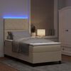 vidaXL Lit &agrave; ressorts avec matelas avec LED Cr&egrave;me 100 x 200 cm tissu