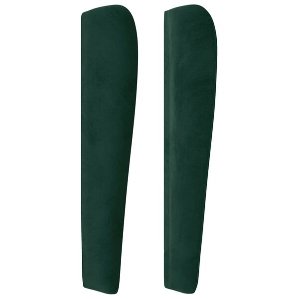vidaXL T&ecirc;te de lit avec oreilles Vert fonc&eacute; 203x23x118/128 cm Velours
